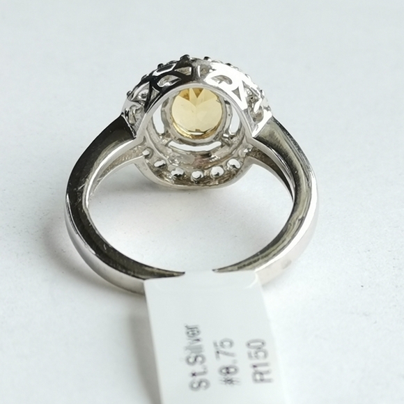 Citrine White Sapphire ring in Sterling Silver size 8.75 - Picture 5 of 9